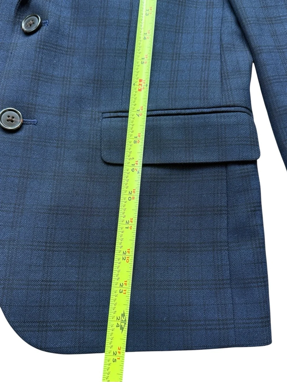 Lauren Ralph Lauren Boy’s Navy Windowpane Sport Coat Blazer 14R Tailored Stretch